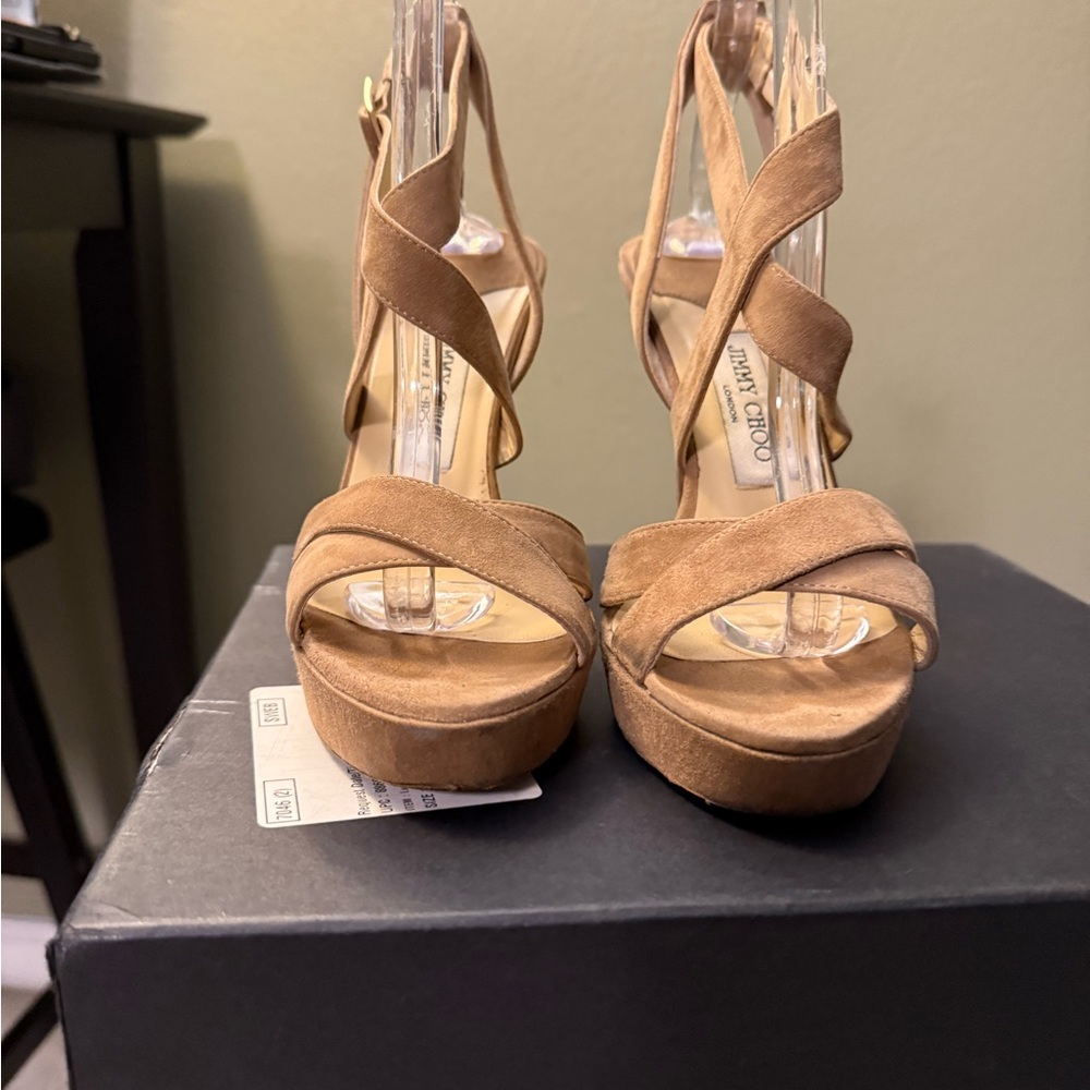 Jimmy Choo Tan Platform Heels